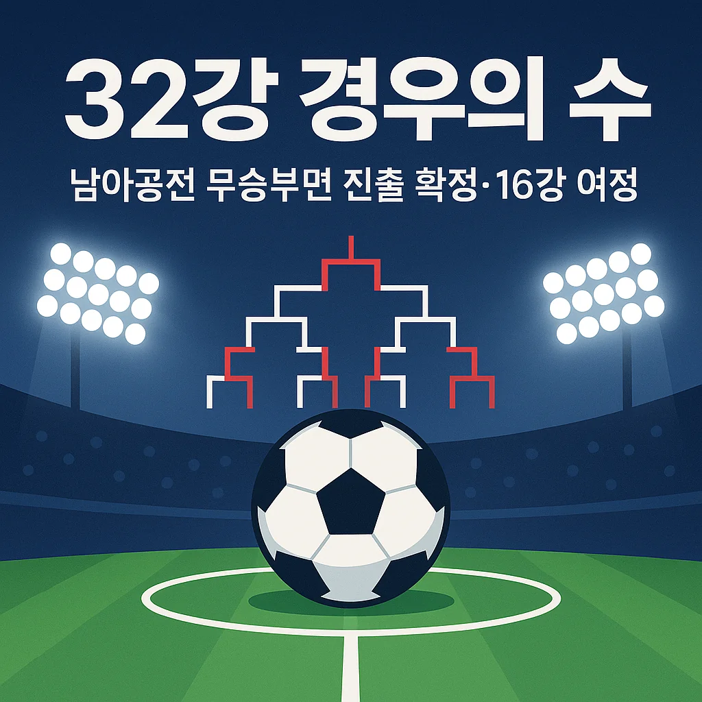 32강 경우의 수 남아공전 무승부면 진출 확정·16강 여정