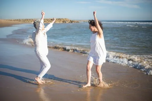 happy senior woman daughter family healthy lifestyle supplement