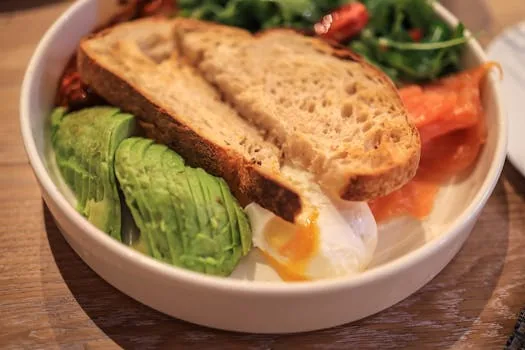 healthy protein meal bowl salmon eggs avocado