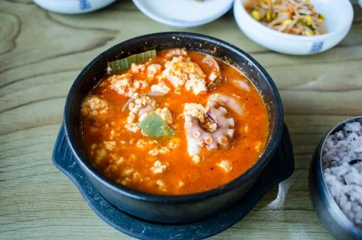 korean soft tofu handmade sundubu budaejjigae hot pot table