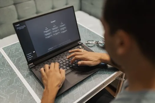 person working laptop ai assistant productivity office