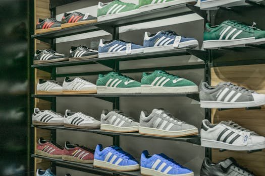 sneakers shoes sportswear retail store shelf
