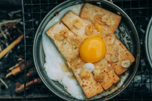 tofu eggs fish protein foods white background