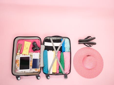 travel packing summer essentials sunscreen hat bag Korea
