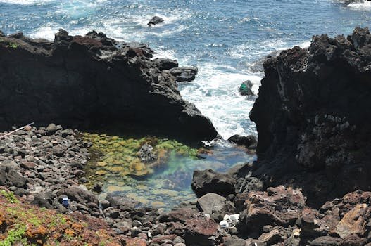 Ulleungdo island cliff ocean transparent water Korea nature