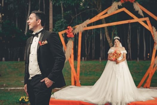 wedding couple romantic celebration outdoor ceremony