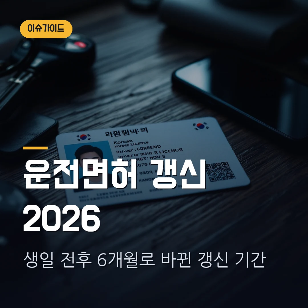 운전면허 갱신 기간 2026 — 생일 전후 6개월로 바뀜, 인터넷 신청·수수료·과태료 총정리