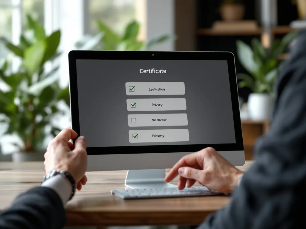 certificate selection screen privacy checklist