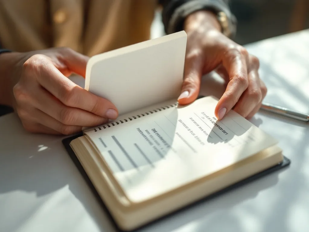 close-up hands checking expiry date area inside a generic blank passport booklet on a bright travel desk, soft window light, no personal data, no emblem, no readable text, editorial photography