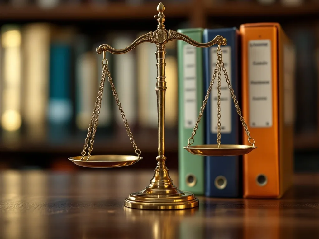 court scale and separate civil criminal files symbolic