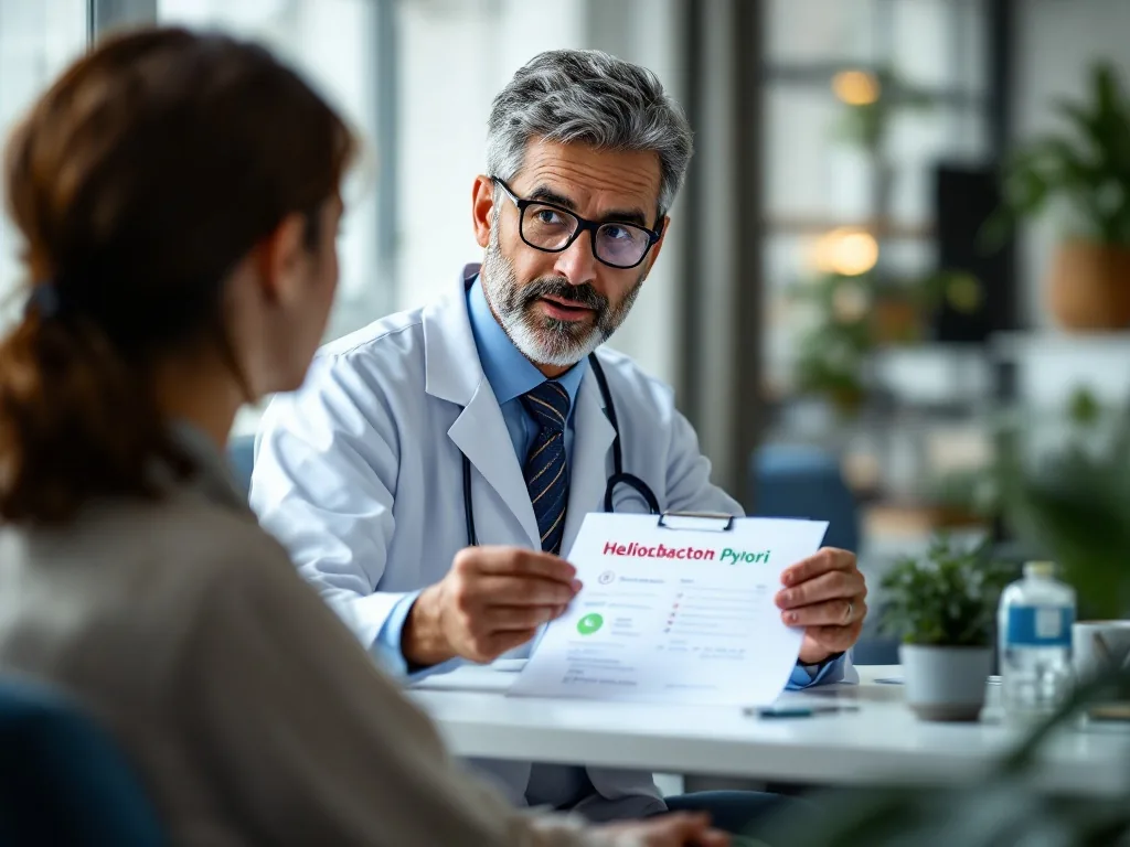 doctor explaining helicobacter pylori test to patient