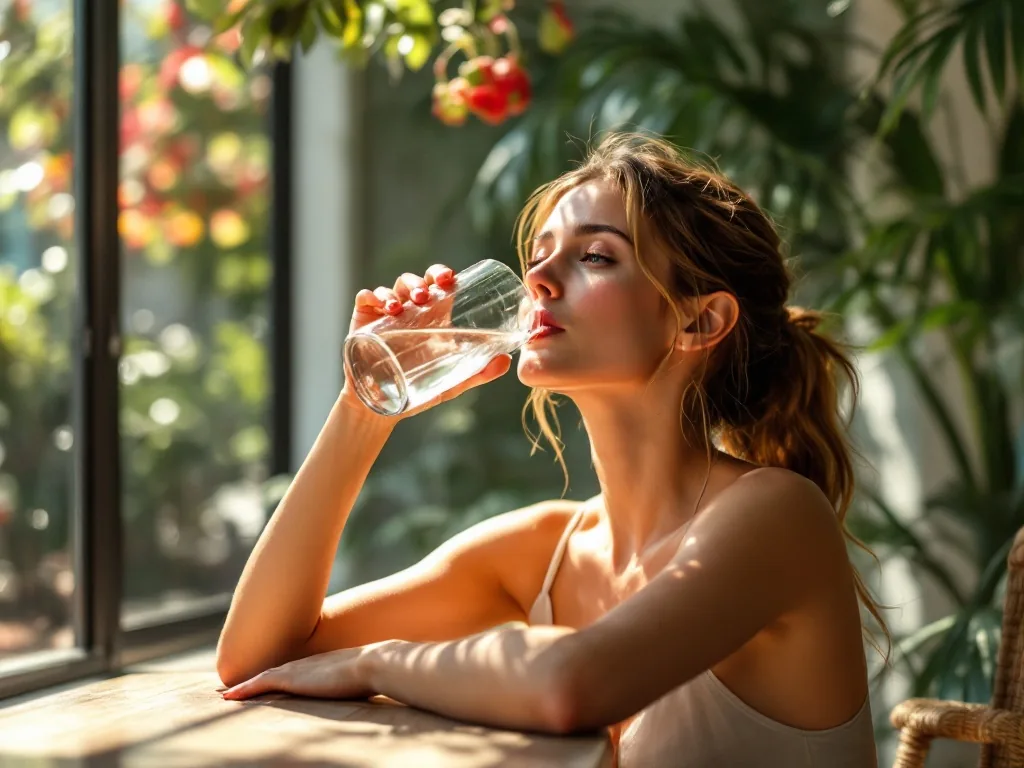 drinking water in hot weather indoor shade