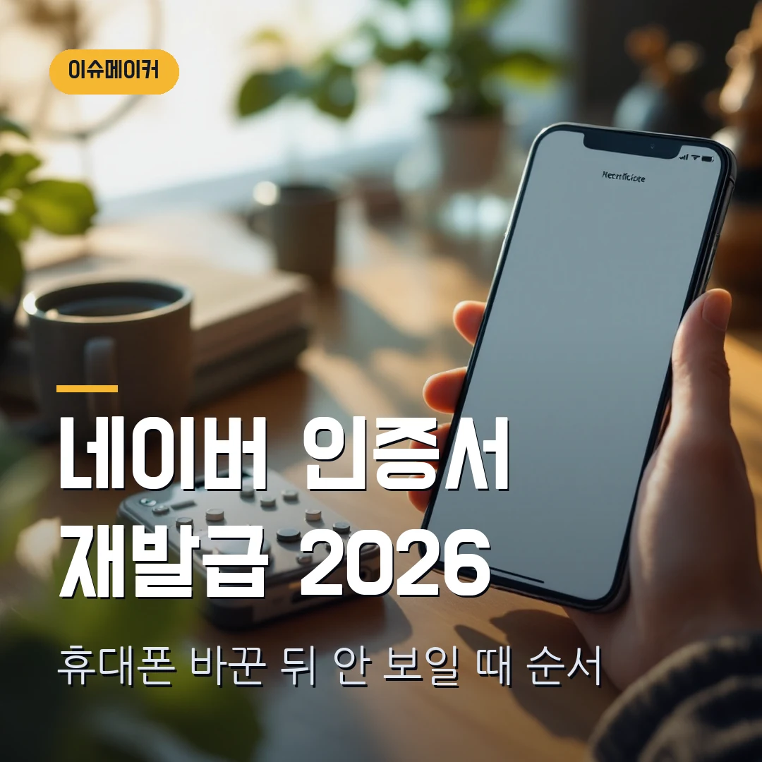 네이버 인증서 재발급 2026 — 휴대폰 바꾼 뒤 인증서 안 보일 때 확인할 순서
