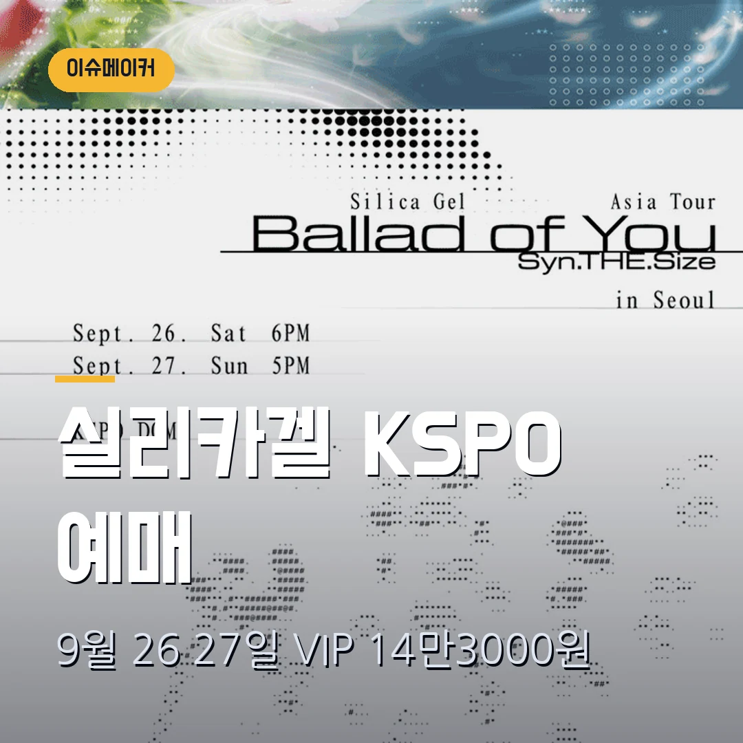 실리카겔 KSPO 콘서트 2026 예매|9월 26·27일·VIP 14만3000원·1인 4매
