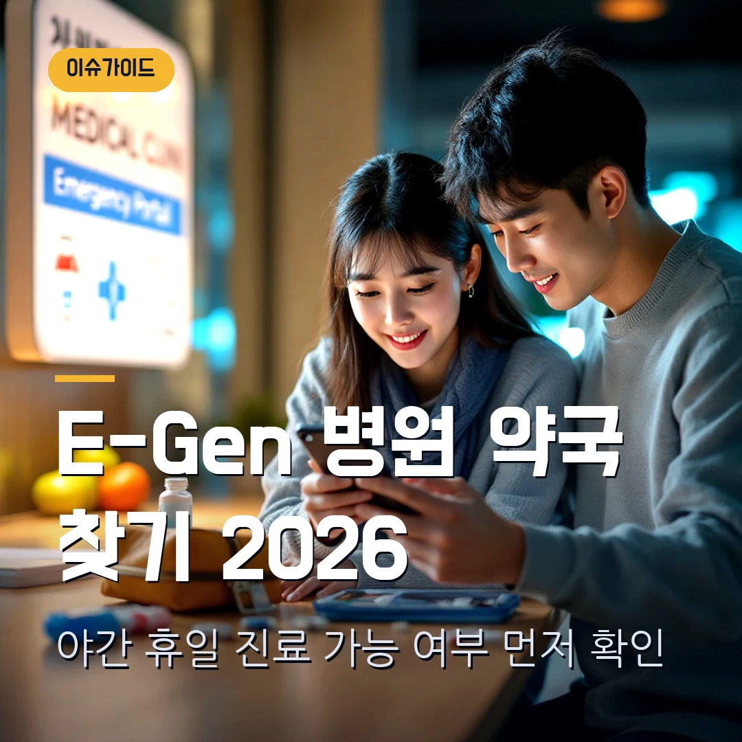 응급의료포털 E-Gen 병원 약국 찾기 2026 — 야간·휴일 진료 가능 여부 먼저 확인