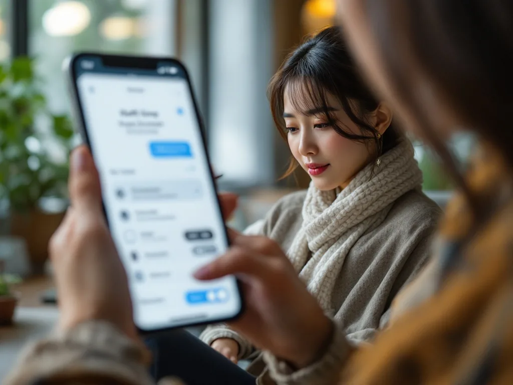 Korean woman reviewing mobile app notification settings