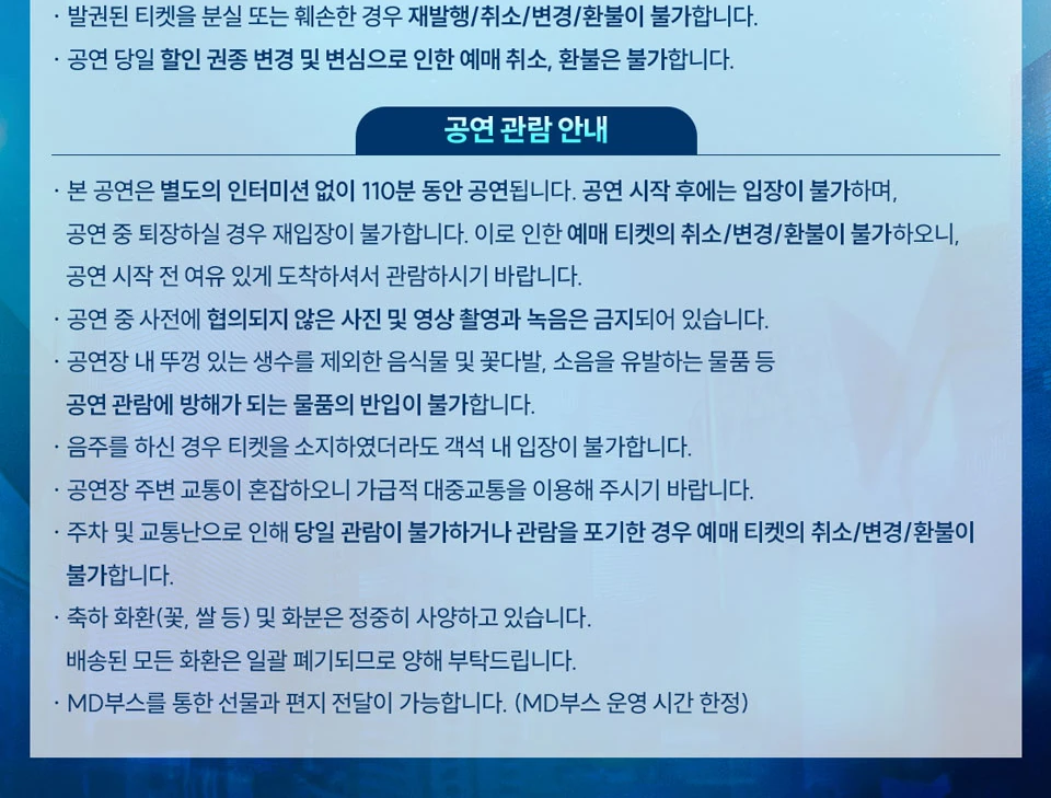 뮤지컬 다이브 공연 관람과 현장 유의사항