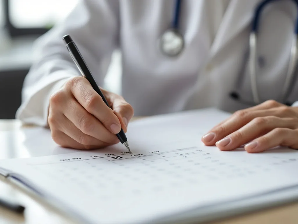 patient writing questions before dermatology appointment with scalp care notes and calendar
