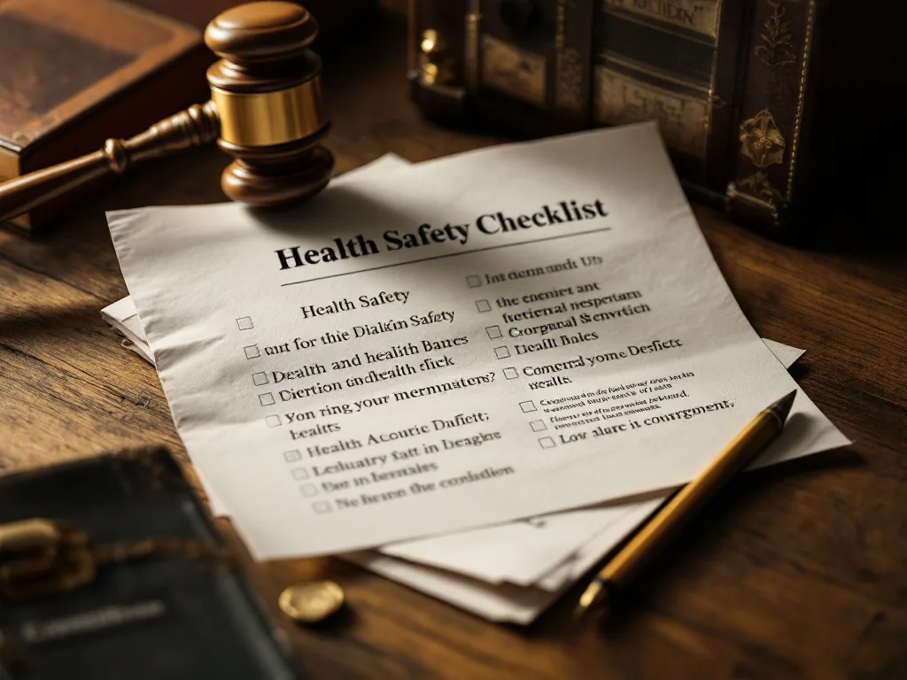 symbolic court document and health safety checklist