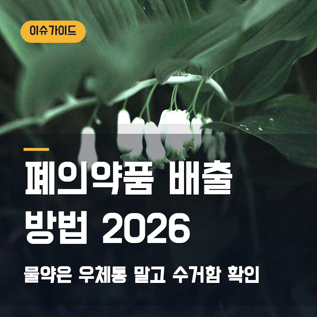 폐의약품 배출 방법 2026 물약은 우체통 말고 수거함 확인