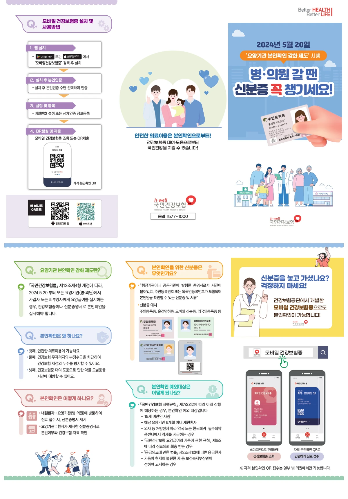 요양기관 본인확인 강화 제도와 모바일 건강보험증 설치 방법 안내 리플릿