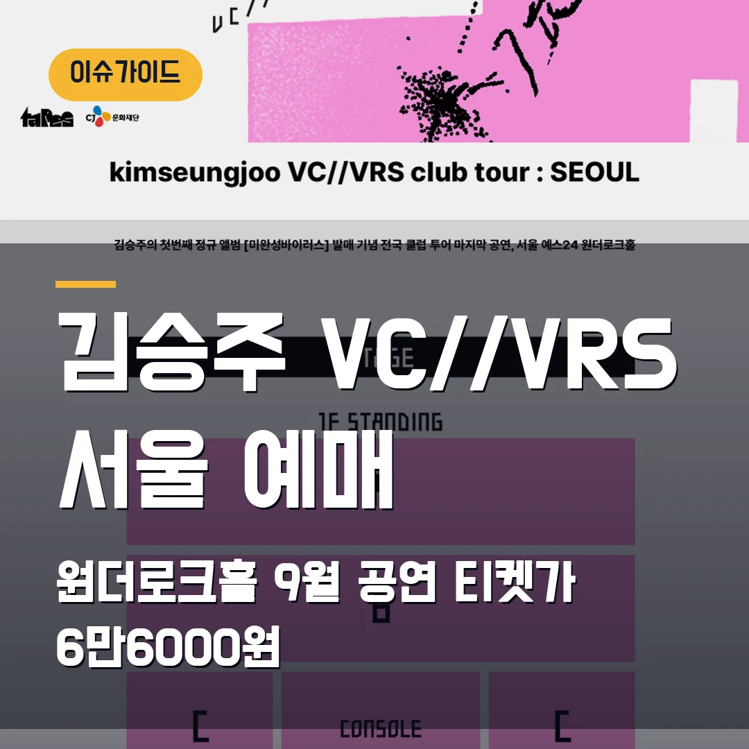 김승주 VC//VRS 서울 예매 원더로크홀 9월 공연·티켓가 6만6000원