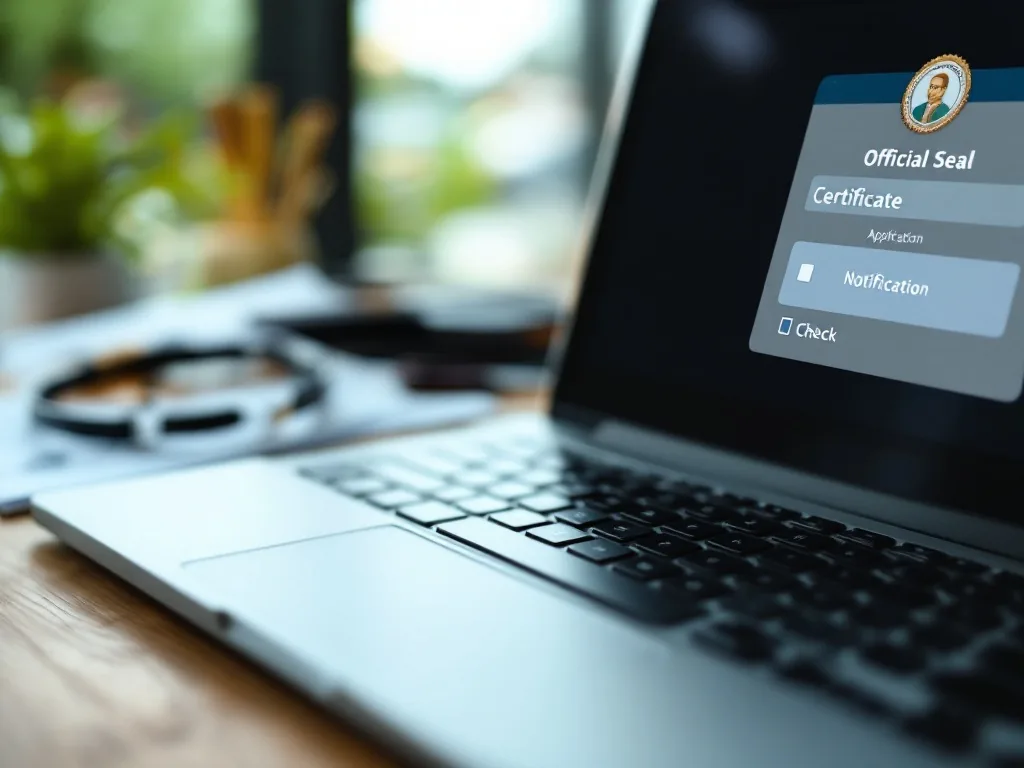 official seal certificate application and notification checkbox on laptop | 인감증명서 발급과 통보 서비스 구분 | 증명서 발급 민원과 발급사실 통보 신청을 구분하는 장면