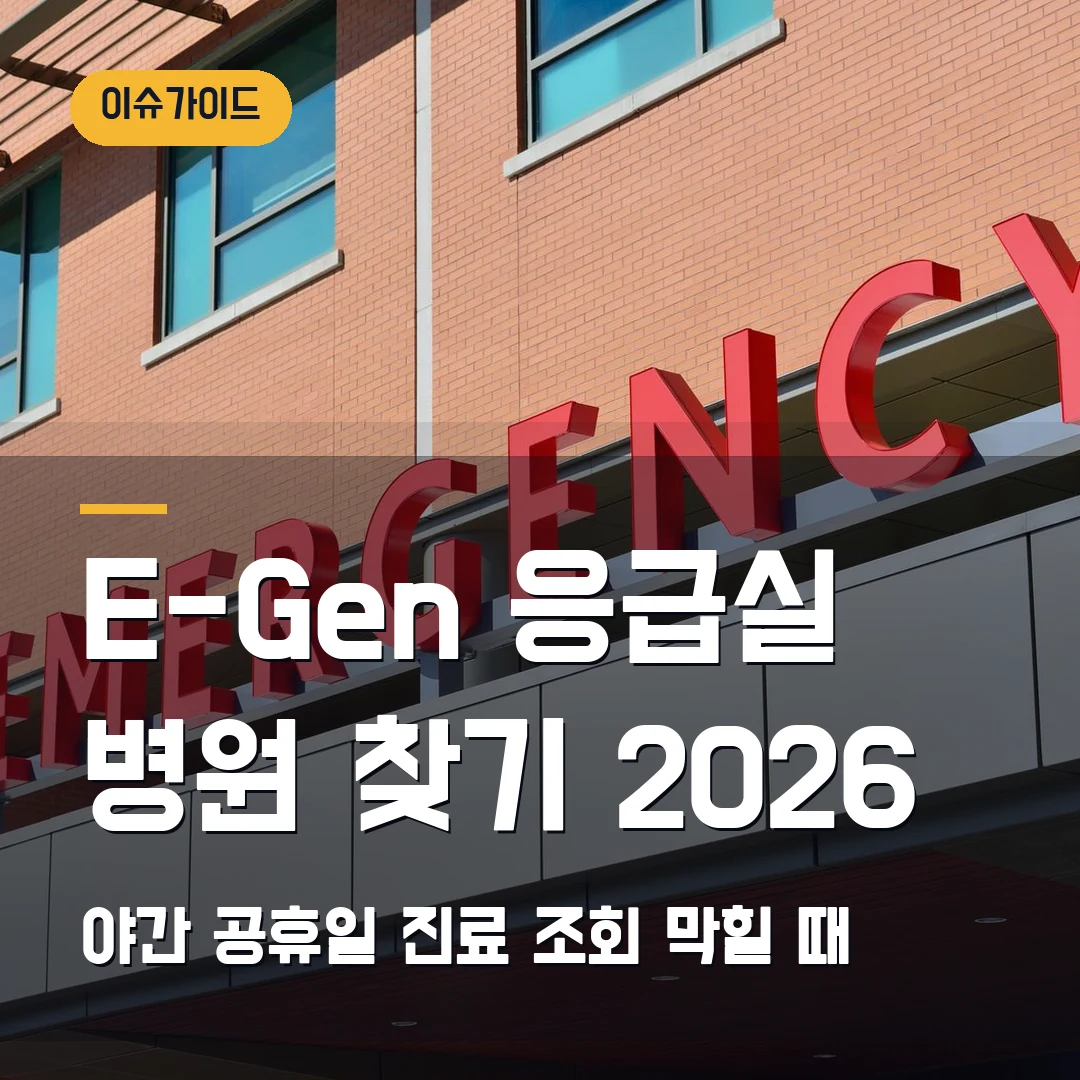 응급실 병원 찾기 2026 — E-Gen 야간·공휴일 진료 조회에서 막힐 때