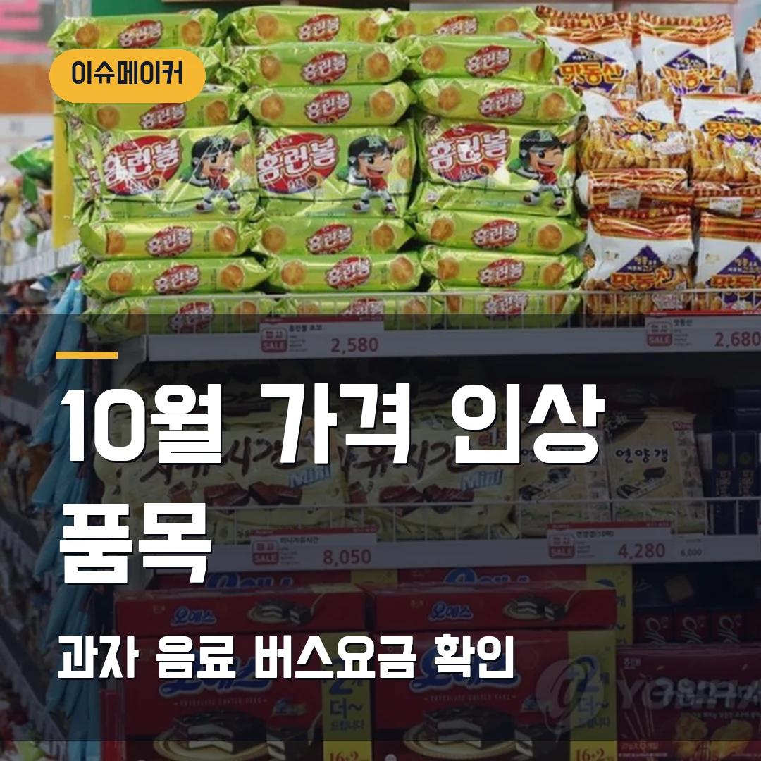 10월 가격 인상 품목 과자·음료·버스요금 확인
