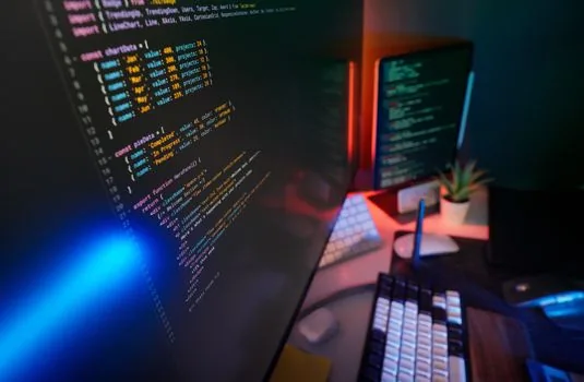 Person entering smartphone generated certificate approval code into desktop browser, clean monitor and phone composition, no readable real account data | 스마트폰에서 만든 승인번호를 PC 인증센터에 입력하는 장면