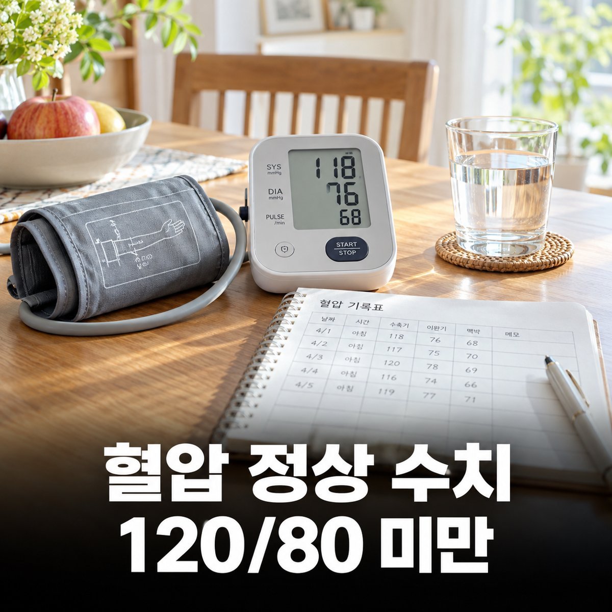 혈압 정상 수치 120/80 미만, 135/85부터는 집에서도 고혈압 — 단계별 기준과 측정법
